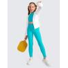 imageCRZ YOGA Girls Butterluxe Crossover Athletic Leggings  High Waist V Cross Kids Lounge Pants Yoga Active Dance Running TightsNeonspectral Blue