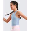 imageCRZ YOGA Girls Butterluxe Double Lined Tank Tops Waist Length High Neck Racerback Sleeveless Teen Kids Active Casual DanceCambric Blue
