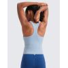 imageCRZ YOGA Girls Butterluxe Double Lined Tank Tops Waist Length High Neck Racerback Sleeveless Teen Kids Active Casual DanceCambric Blue