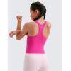 imageCRZ YOGA Girls Butterluxe Double Lined Tank Tops Waist Length High Neck Racerback Sleeveless Teen Kids Active Casual DanceHibiscus Purple