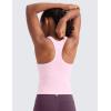 imageCRZ YOGA Girls Butterluxe Double Lined Tank Tops Waist Length High Neck Racerback Sleeveless Teen Kids Active Casual DancePink Peony