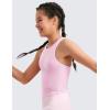 imageCRZ YOGA Girls Butterluxe Double Lined Tank Tops Waist Length High Neck Racerback Sleeveless Teen Kids Active Casual DancePink Peony