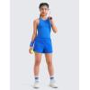 imageCRZ YOGA Girls Butterluxe Double Lined Tank Tops Waist Length High Neck Racerback Sleeveless Teen Kids Active Casual DanceSparkle Blue
