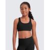 imageCRZ YOGA Girls Butterluxe Sports Bras  Scoop Neck Racerback Training Yoga Crop Top for Teens Kids DanceBlack
