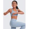 imageCRZ YOGA Girls Butterluxe Sports Bras  Scoop Neck Racerback Training Yoga Crop Top for Teens Kids DanceCambric Blue