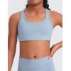 imageCRZ YOGA Girls Butterluxe Sports Bras  Scoop Neck Racerback Training Yoga Crop Top for Teens Kids DanceCambric Blue