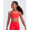 imageCRZ YOGA Girls Butterluxe Sports Bras  Scoop Neck Racerback Training Yoga Crop Top for Teens Kids DanceDeep Red