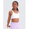 imageCRZ YOGA Girls Butterluxe Sports Bras  Scoop Neck Racerback Training Yoga Crop Top for Teens Kids DanceWhite