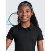 imageCRZ YOGA Girls Cloud Jersey Short Sleeve Polo Shirts School Uniform Golf Tennis Casual Lounge Athletic Collar SoftBlack