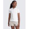 imageCRZ YOGA Girls Cloud Jersey Short Sleeve Polo Shirts School Uniform Golf Tennis Casual Lounge Athletic Collar SoftWhite