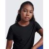 imageCRZ YOGA Girls Cloudweight Athletic T Shirts Short Sleeve Tees Crew Neck Side Slit Teen Kids Active Gym Casual Quick DryBlack
