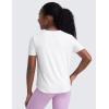 imageCRZ YOGA Girls Cloudweight Athletic T Shirts Short Sleeve Tees Crew Neck Side Slit Teen Kids Active Gym Casual Quick DryWhite