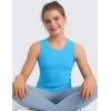 imageCRZ YOGA Girls Cloudweight Athletic Tank Tops Hip Length Crew Neck Sleeveless Teen Kids Active Casual Dance YogaKayak Blue