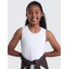 imageCRZ YOGA Girls Cloudweight Athletic Tank Tops Hip Length Crew Neck Sleeveless Teen Kids Active Casual Dance YogaWhite