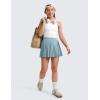 imageCRZ YOGA Girls Pleated Skirt with Shorts Tennis Athletic School Kids Teen Skorts with PocketsLight Grayish Blue