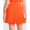imageCRZ YOGA Girls Pleated Skirt with Shorts Tennis Athletic School Kids Teen Skorts with PocketsNeon Orange