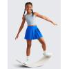 imageCRZ YOGA Girls Pleated Skirt with Shorts Tennis Athletic School Kids Teen Skorts with PocketsSparkle Blue