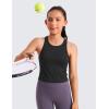 imageCRZ YOGA Girls Seamless Ribbed Longline Sports Bra  High Neck Racerback for Teens Kids Training Yoga Dance Crop TopBlack