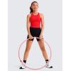 imageCRZ YOGA Girls Seamless Ribbed Longline Sports Bra  High Neck Racerback for Teens Kids Training Yoga Dance Crop TopDeep Red