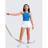 imageCRZ YOGA Girls Seamless Ribbed Longline Sports Bra  High Neck Racerback for Teens Kids Training Yoga Dance Crop TopSparkle Blue