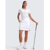 imageCRZ YOGA Golf Skirts for Women 18 High Waisted A Line Athletic Casual Tennis Skort with Shorts PocketsWhite