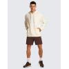imageCRZ YOGA Hoodies for Men French Terry Hooded Sweatshirts Workout Athletic Casual Pullover Tops with PocketWhite Apricot
