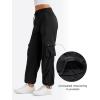 imageCRZ YOGA Lightweight Casual Cargo Pants for Women 30quot Adjustable Ruched Straight Leg Travel Workout Athletic Hiking JoggersBlack
