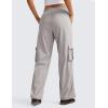 imageCRZ YOGA Lightweight Casual Cargo Pants for Women 30quot Adjustable Ruched Straight Leg Travel Workout Athletic Hiking JoggersDark Chrome