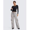 imageCRZ YOGA Lightweight Casual Cargo Pants for Women 30quot Adjustable Ruched Straight Leg Travel Workout Athletic Hiking JoggersDark Chrome