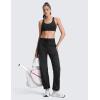 imageCRZ YOGA Lightweight Straight Leg Workout Pants for Women 28quot30quot Casual Ruched Work Gym Athletic Joggers with PocketsBlack