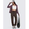 imageCRZ YOGA Lightweight Straight Leg Workout Pants for Women 28quot30quot Casual Ruched Work Gym Athletic Joggers with PocketsHot Fudge Brown