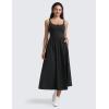 imageCRZ YOGA Maxi Square Neck Tank Dress for Women Sleeveless Padded Casual Travel Summer Flowy Outfits with Side PocketsBlack