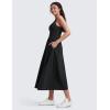 imageCRZ YOGA Maxi Square Neck Tank Dress for Women Sleeveless Padded Casual Travel Summer Flowy Outfits with Side PocketsBlack