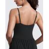 imageCRZ YOGA Maxi Square Neck Tank Dress for Women Sleeveless Padded Casual Travel Summer Flowy Outfits with Side PocketsBlack