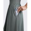 imageCRZ YOGA Maxi Square Neck Tank Dress for Women Sleeveless Padded Casual Travel Summer Flowy Outfits with Side PocketsGrey Sage