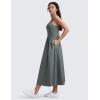 imageCRZ YOGA Maxi Square Neck Tank Dress for Women Sleeveless Padded Casual Travel Summer Flowy Outfits with Side PocketsGrey Sage