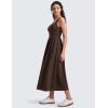 imageCRZ YOGA Maxi Square Neck Tank Dress for Women Sleeveless Padded Casual Travel Summer Flowy Outfits with Side PocketsHot Fudge Brown