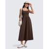 imageCRZ YOGA Maxi Square Neck Tank Dress for Women Sleeveless Padded Casual Travel Summer Flowy Outfits with Side PocketsHot Fudge Brown