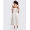 imageCRZ YOGA Maxi Square Neck Tank Dress for Women Sleeveless Padded Casual Travel Summer Flowy Outfits with Side PocketsMilky White