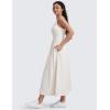 imageCRZ YOGA Maxi Square Neck Tank Dress for Women Sleeveless Padded Casual Travel Summer Flowy Outfits with Side PocketsMilky White
