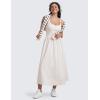 imageCRZ YOGA Maxi Square Neck Tank Dress for Women Sleeveless Padded Casual Travel Summer Flowy Outfits with Side PocketsMilky White