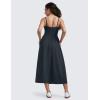 imageCRZ YOGA Maxi Square Neck Tank Dress for Women Sleeveless Padded Casual Travel Summer Flowy Outfits with Side PocketsTrue Navy
