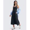 imageCRZ YOGA Maxi Square Neck Tank Dress for Women Sleeveless Padded Casual Travel Summer Flowy Outfits with Side PocketsTrue Navy