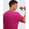 imageCRZ YOGA Mens Cotton Polyester Short Sleeve TShirt Classic Fit Casual Workout Tops Soft Premium TeeSizzling Pink