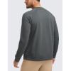 imageCRZ YOGA Mens Crewneck Sweatshirts French Terry Athletic Workout Sweat Shirts Casual Pullover Tops with Zipper PocketAnthracite