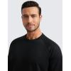 imageCRZ YOGA Mens Crewneck Sweatshirts French Terry Athletic Workout Sweat Shirts Casual Pullover Tops with Zipper PocketBlack