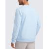 imageCRZ YOGA Mens Crewneck Sweatshirts French Terry Athletic Workout Sweat Shirts Casual Pullover Tops with Zipper PocketChambray Blue