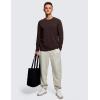 imageCRZ YOGA Mens Long Sleeve Basic Shirts Moisture Wicking Workout Tops Casual Crewneck Comfort TShirtHot Fudge Brown