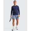 imageCRZ YOGA Mens Long Sleeve Basic Shirts Moisture Wicking Workout Tops Casual Crewneck Comfort TShirtNight Sea Blue