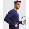 imageCRZ YOGA Mens Long Sleeve Basic Shirts Moisture Wicking Workout Tops Casual Crewneck Comfort TShirtNight Sea Blue